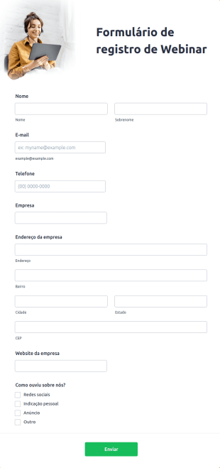 Formulário De Registro De Webinar