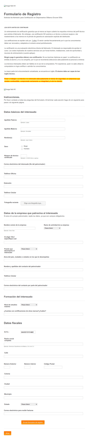 Formulario De Registro Encore 500s