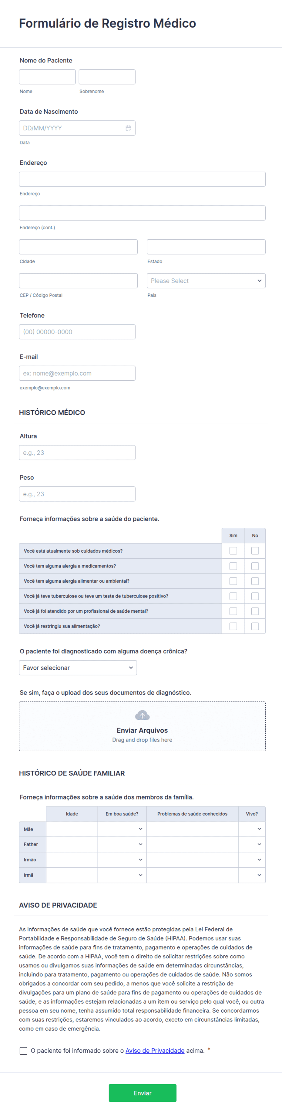 Formulário de Registro Médico | Jotform