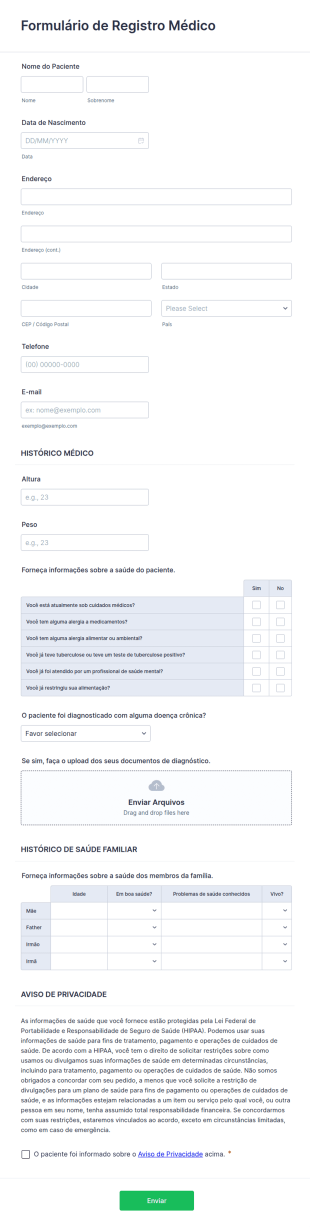 Formulário De Registro Médico