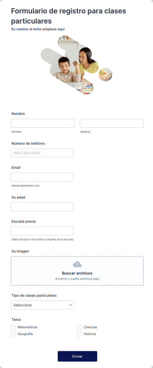Formulario De Registro Para Clases Particulares
