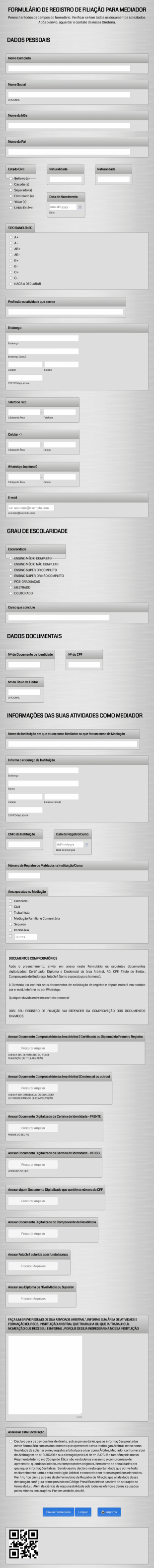 Formulário De Registro Para Mediador