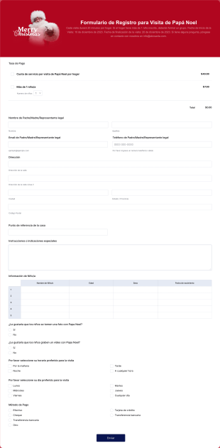 Formulario De Registro Para Visita De Papá Noel Form Template