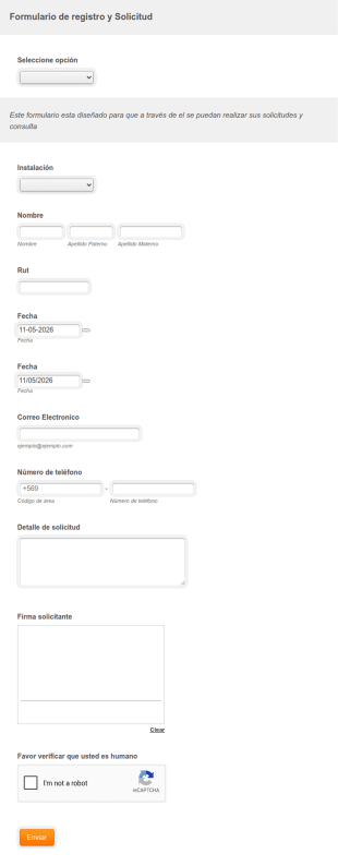 Formulario De Registro Y Solicitud