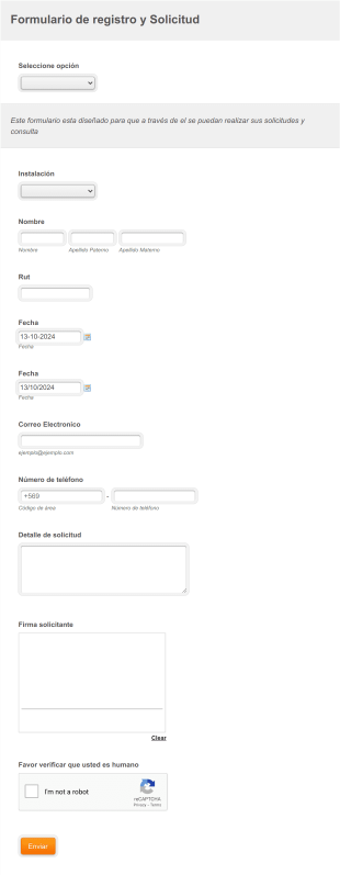 Formulario De Registro Y Solicitud Form Template