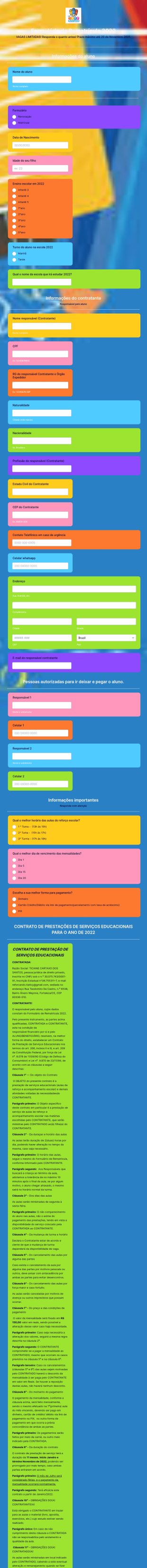 Formulário De Rematrícula 2022