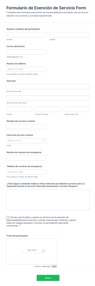 Formulario De Renuncia De Servicios Form Template