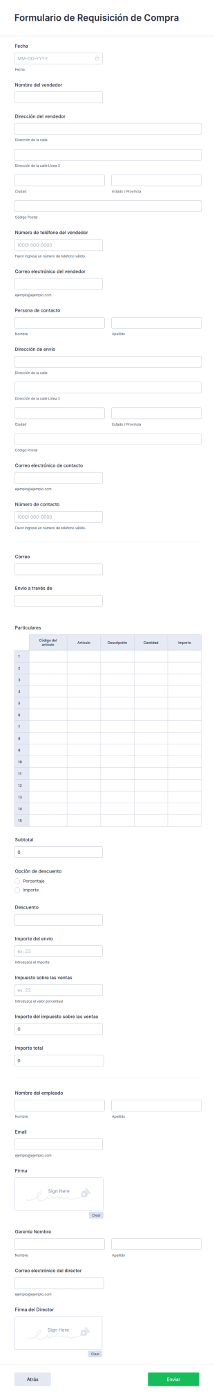 Formulario De Requisición De Compra Form Template