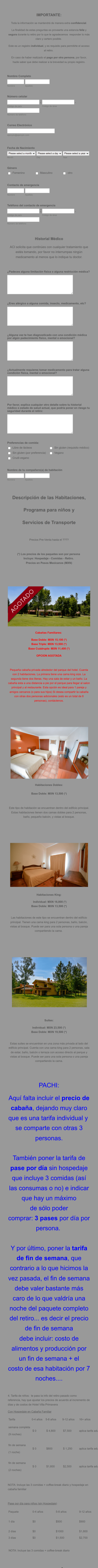 Formulario De Reserva De Alojamiento Para Evento