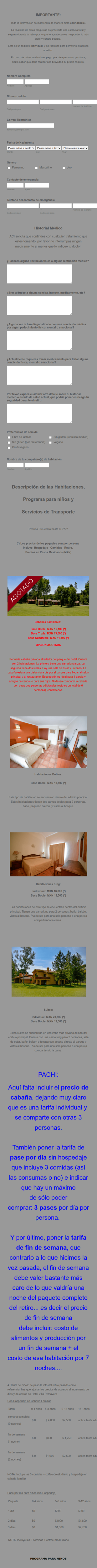 Formulario De Reserva De Alojamiento Para Evento