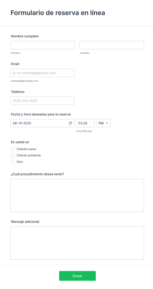 Formulario De Reserva En Línea Form Template