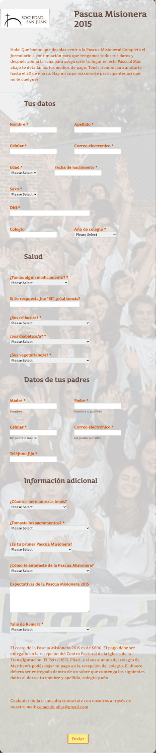 Formulario De Reserva Misionero Pascua Form Template