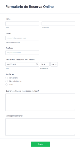 Formulário De Reserva Online Form Template