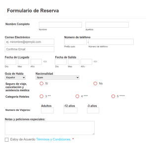 Formulario De Reserva (paquetes Excepto Egipto)