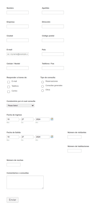Formulario De Reservas De Hotel En Dos Columnas Form Template