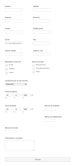 Formulario De Reservas De Hotel En Dos Columnas