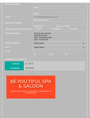 Formulario De Reservas Online Al Salón De Belleza