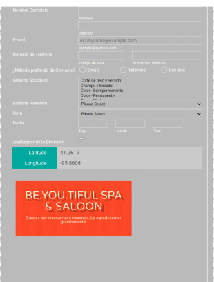 Formulario De Reservas Online Al Salón De Belleza Form Template