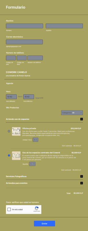 Formulario De Reservas Para Espacios Y Servicios
