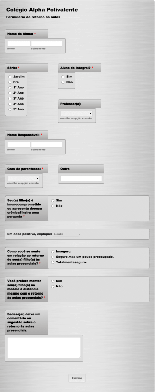 Formulário De Retorno As Aulas Form Template