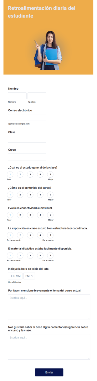 Formulario De Retroalimentación Diaria Del Estudiante