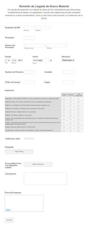 Formulario De Revisión De Material Form Template