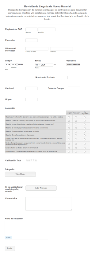 Formulario De Revisión De Material