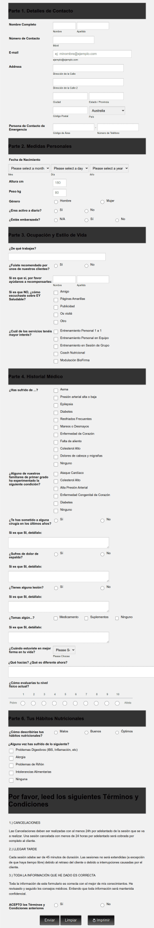 Formulario De Revisión De Salud