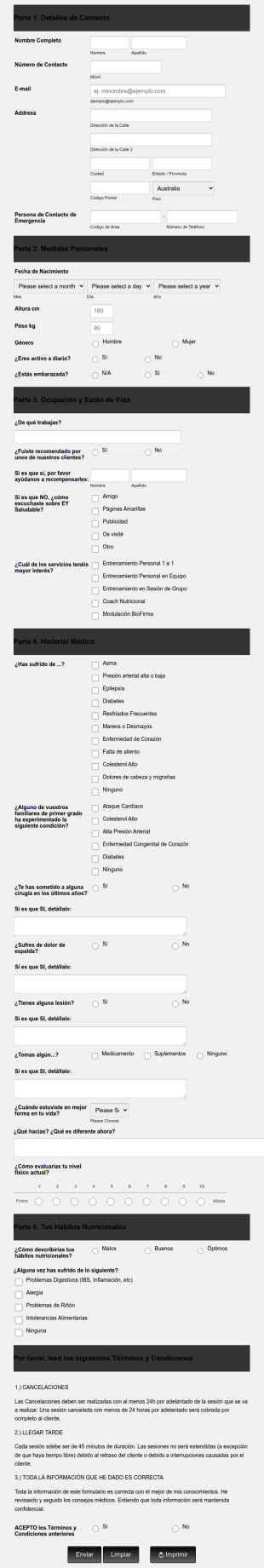 Formulario De Revisión De Salud