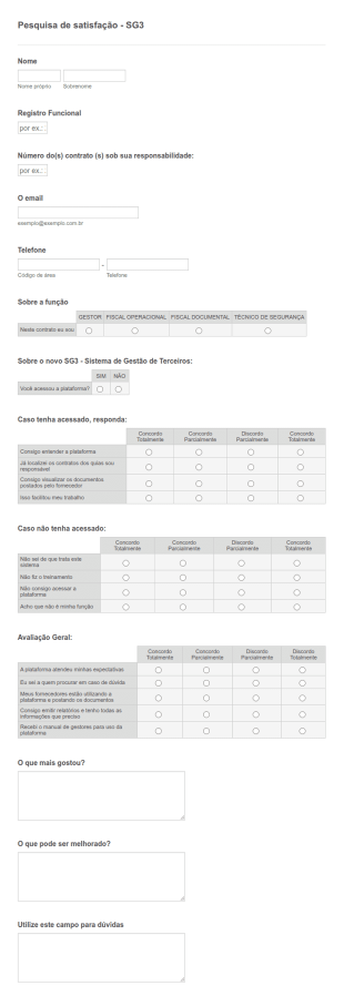 Formulário De Satisfação SG3