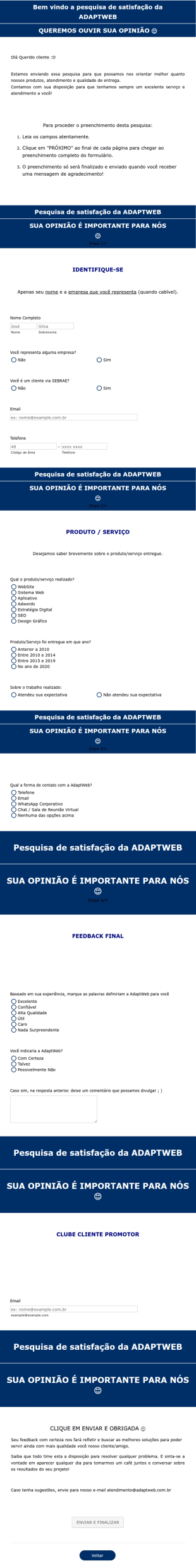 Formulário De Satisfação