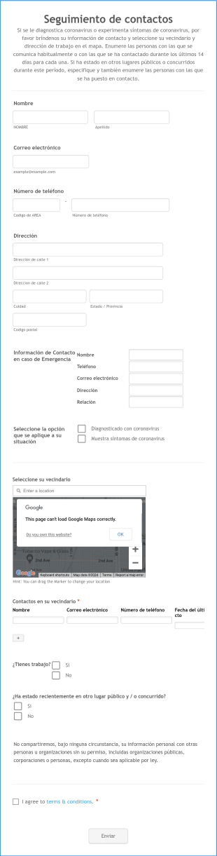 Formulario De Seguimiento De Contactos Form Template
