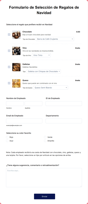 Formulario De Selección De Regalos De Navidad Form Template