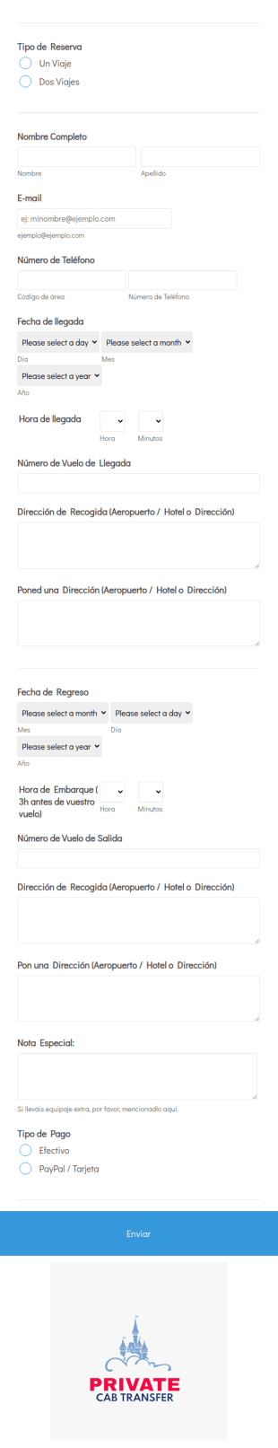 Formulario De Servicio De Taxi
