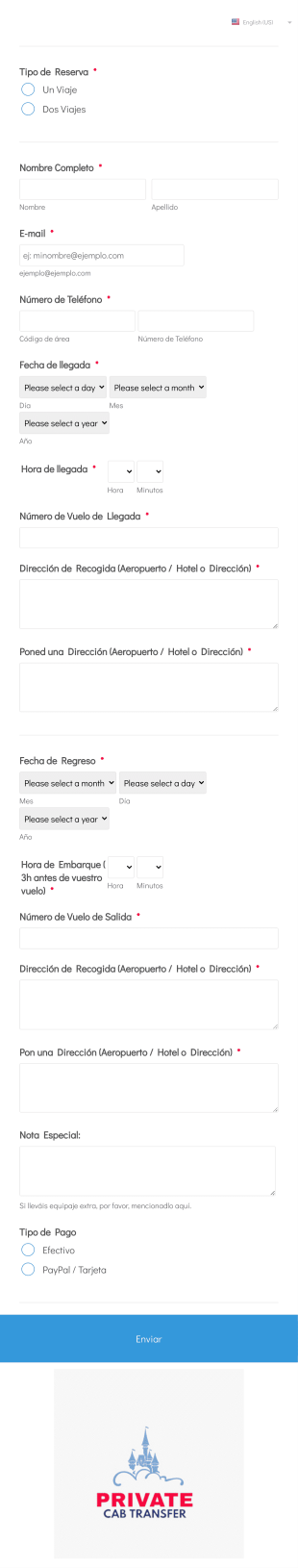 Formulario De Servicio De Taxi Form Template