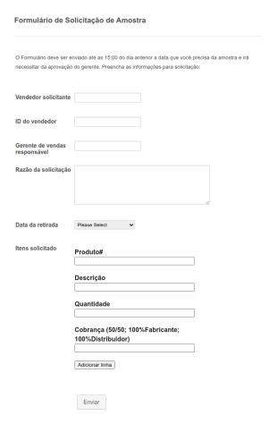 Formulário De Solicitação De Amostra