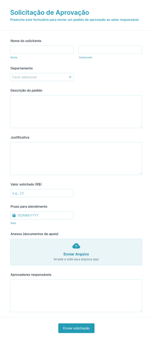 Formulário De Solicitação De Aprovação
