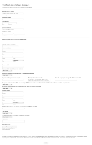 Formulário De Solicitação De Certificado De Seguro Form Template
