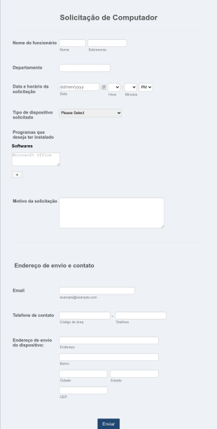 Formulário De Solicitação De Computador Form Template