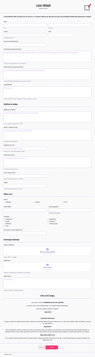 Formulário De Solicitação De Design De Logo Form Template