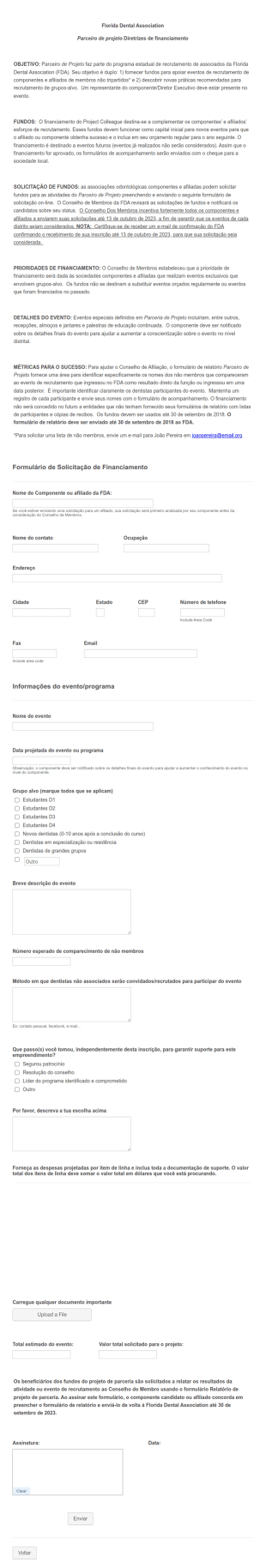 Formulário De Solicitação De Financiamento