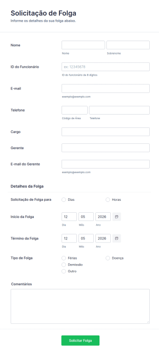 Formulário De Solicitação De Folga