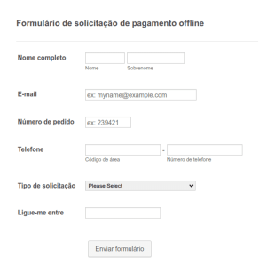 Formulário De Solicitação De Pagamento Offline