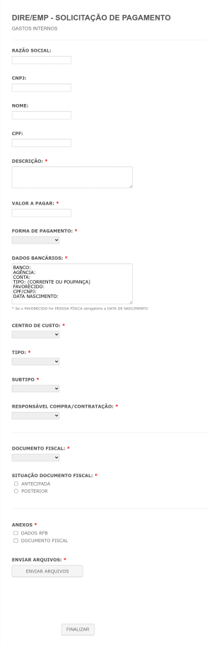Formulário De Solicitação De Pagamento Form Template