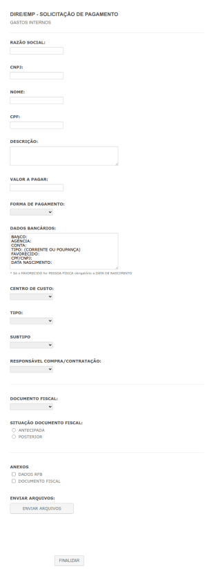 Formulário De Solicitação De Pagamento