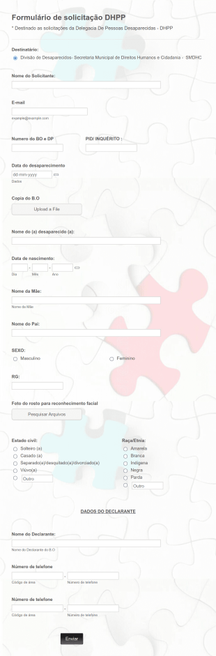 Formulário De Solicitação De Pesquisas De PID Da 5ª DAS DHPP