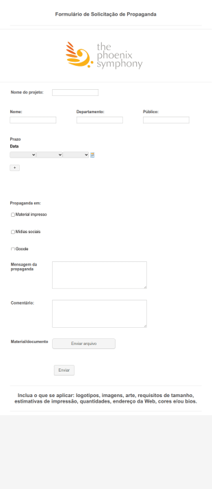Formulário De Solicitação De Propaganda