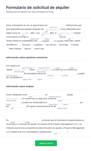 Formulario De Solicitud De Alquiler De Casa