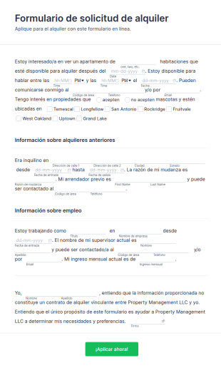 Formulario De Solicitud De Alquiler De Casa