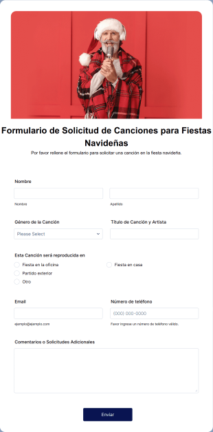 Formulario De Solicitud De Canciones Para Fiestas Navideñas
